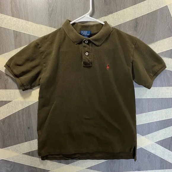 Ralph Lauren Polo Shirt Brown/Red Youth Sz Md 12/14 - Picture 1 of 3